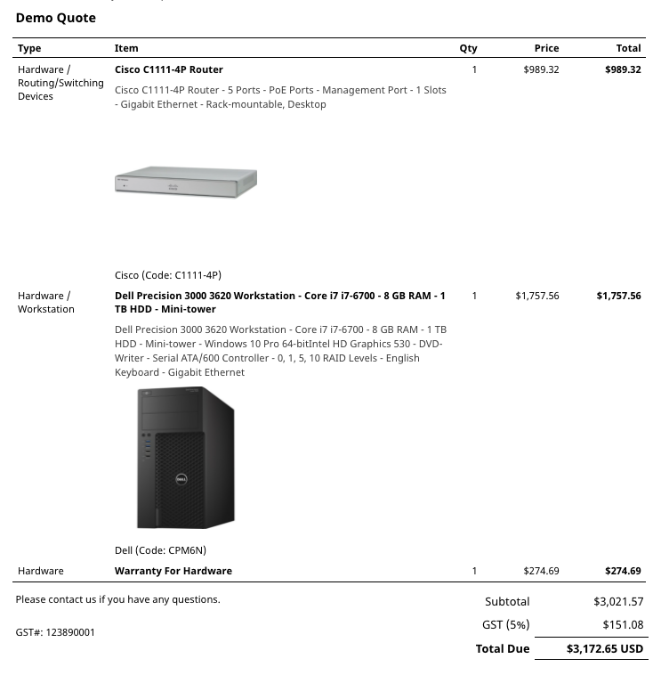 percentage based pricing quote sample