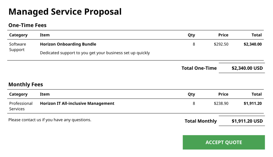 quoter bundles msp quoting software