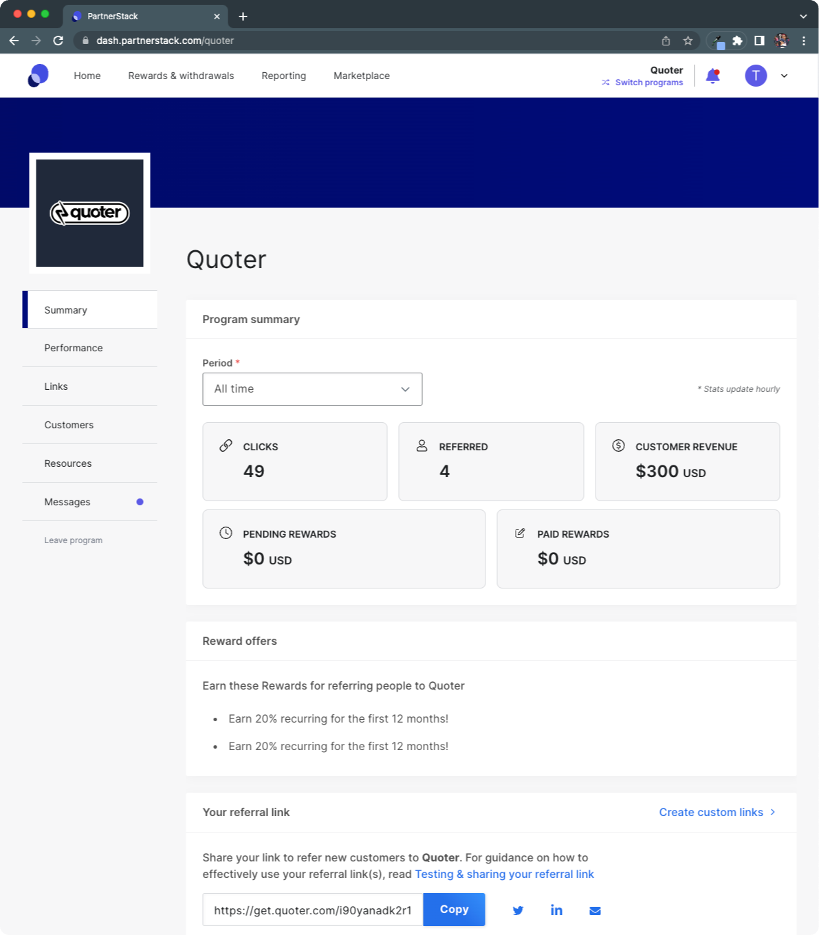 quoter partner dashboard